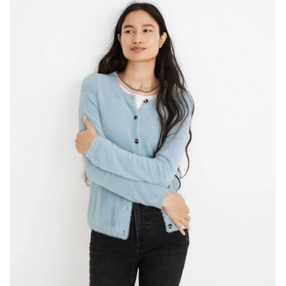 Madewell Hewitt Fuzzy Blue Cardigan